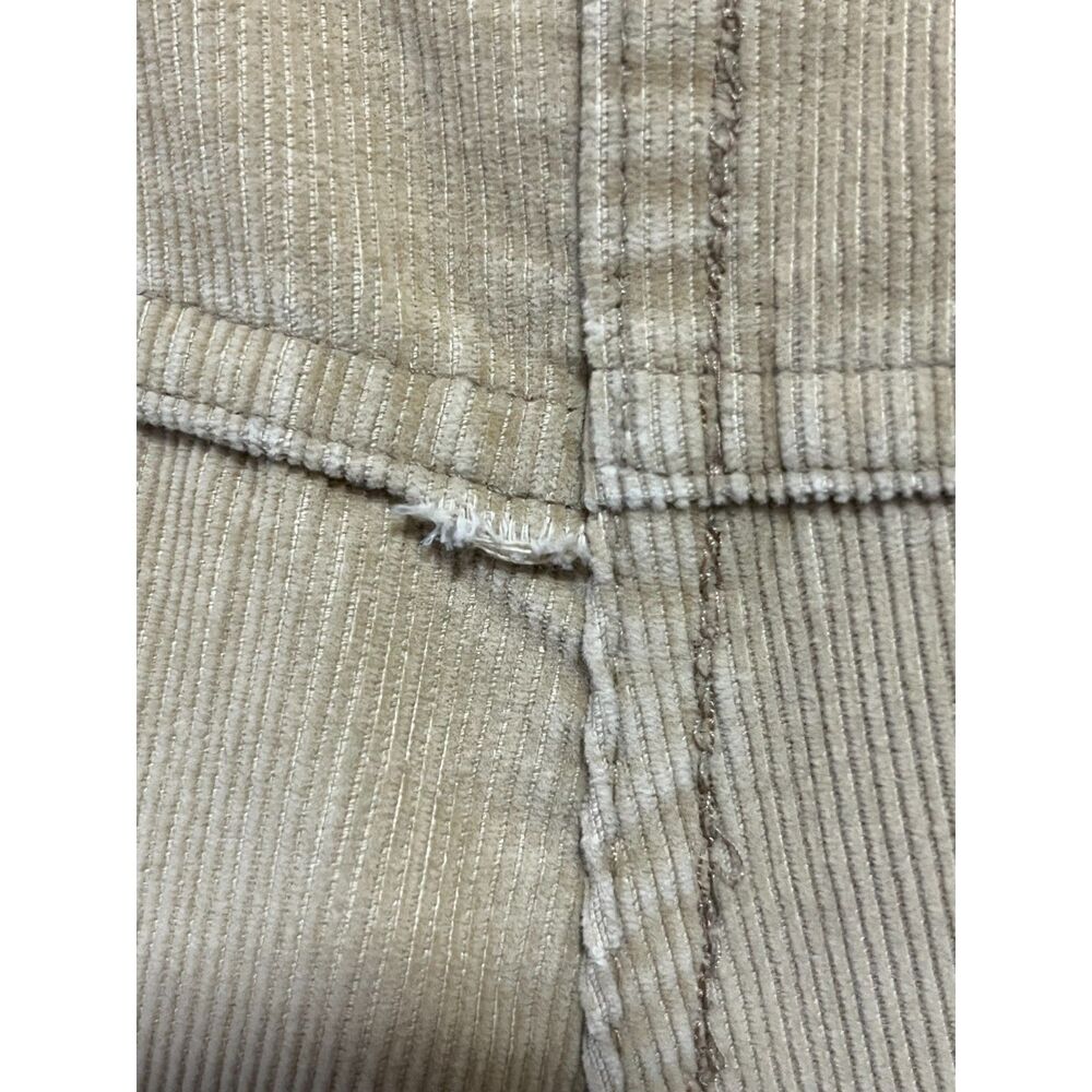 70s Vintage Levis Tan Corduroy Shorts Cropped Culotte Overalls Zip Front 9 XS - Picture 10 of 13